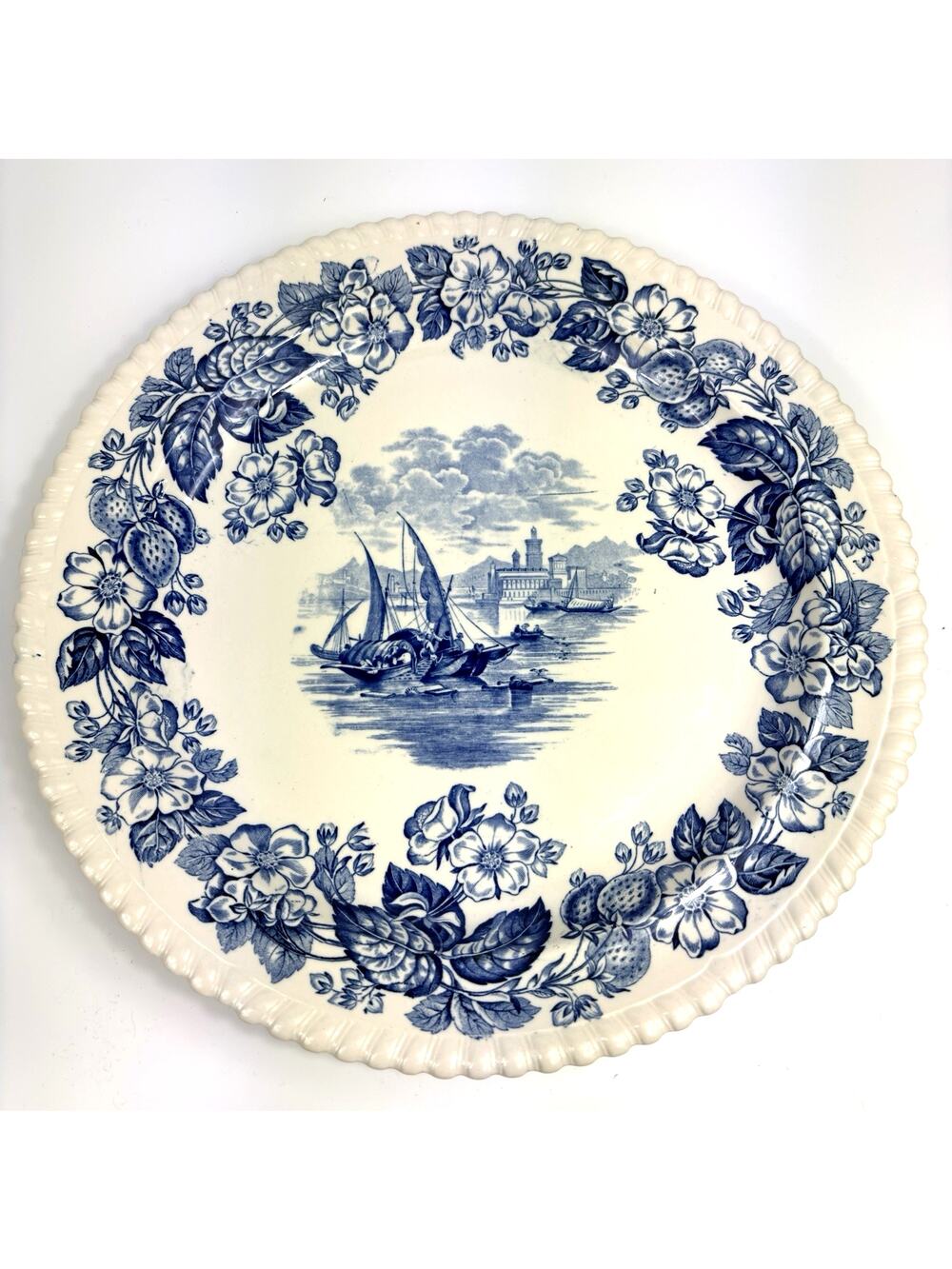 Spode Old Salem Blue 13.5” Round Platter Chop Plate Replacement Cottage Coastal